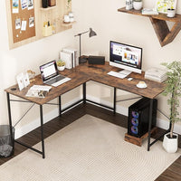 Giantex 150 cm Reversible L-Shaped Desk with Built-in Power Strip