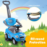 3-in-1 Ride On Kids Push Car with Detachable Guardrails and Handle