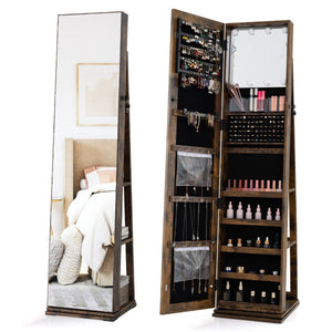 360° Swivel Freestanding Jewelry Storage Organizer with Full Length Mirror