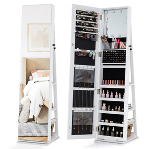 360° Swivel Freestanding Jewelry Storage Organizer with Full Length Mirror