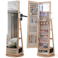 Giantex 360° Swivel Jewelry Cabinet w/Full-Length Mirror