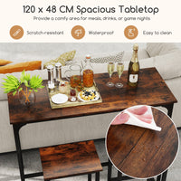 3-Piece Dining Table Set 120cm Counter-Height Kitchen Table & 2 Bar Stools