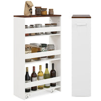 4-Tier Rolling Storage Cart 20cm Slim Kitchen Cart on Wheels with Open Shelves and Handle