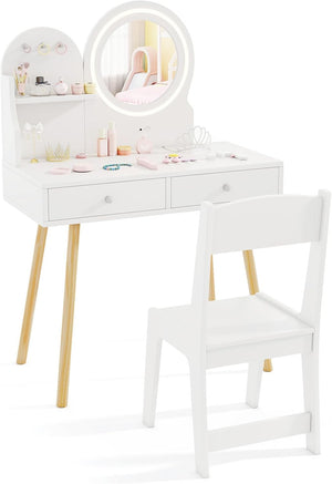 Kids Vanity Set, Princess Dressing Table with Chair