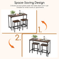 3-Piece Dining Table Set 120cm Counter-Height Kitchen Table & 2 Bar Stools