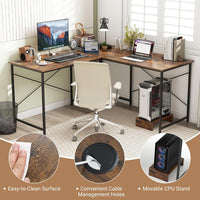 Giantex 150 cm Reversible L-Shaped Desk with Built-in Power Strip