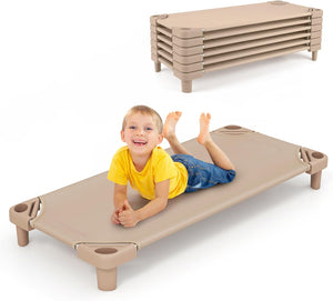 6 PCS Kids Stackable Daycare Cot, Pack of 6, 130cm x 57cm Portable Toddler Nap Mat w/Easy Lift Corners