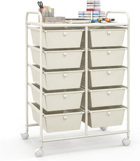Giantex 10-Drawer Storage Cart w/Universal Wheels, Rolling Cart w/Handles, Mobile Organizer Unit w/Removable Drawers