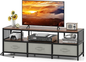 3-Tier Media Entertain Center with Power Outlets USB Charging