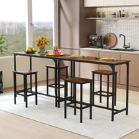 3-Piece Dining Table Set 120cm Counter-Height Kitchen Table & 2 Bar Stools