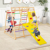 8-in-1 Wooden Jungle Gym Playset with Monkey Bars & Climbing Ladder