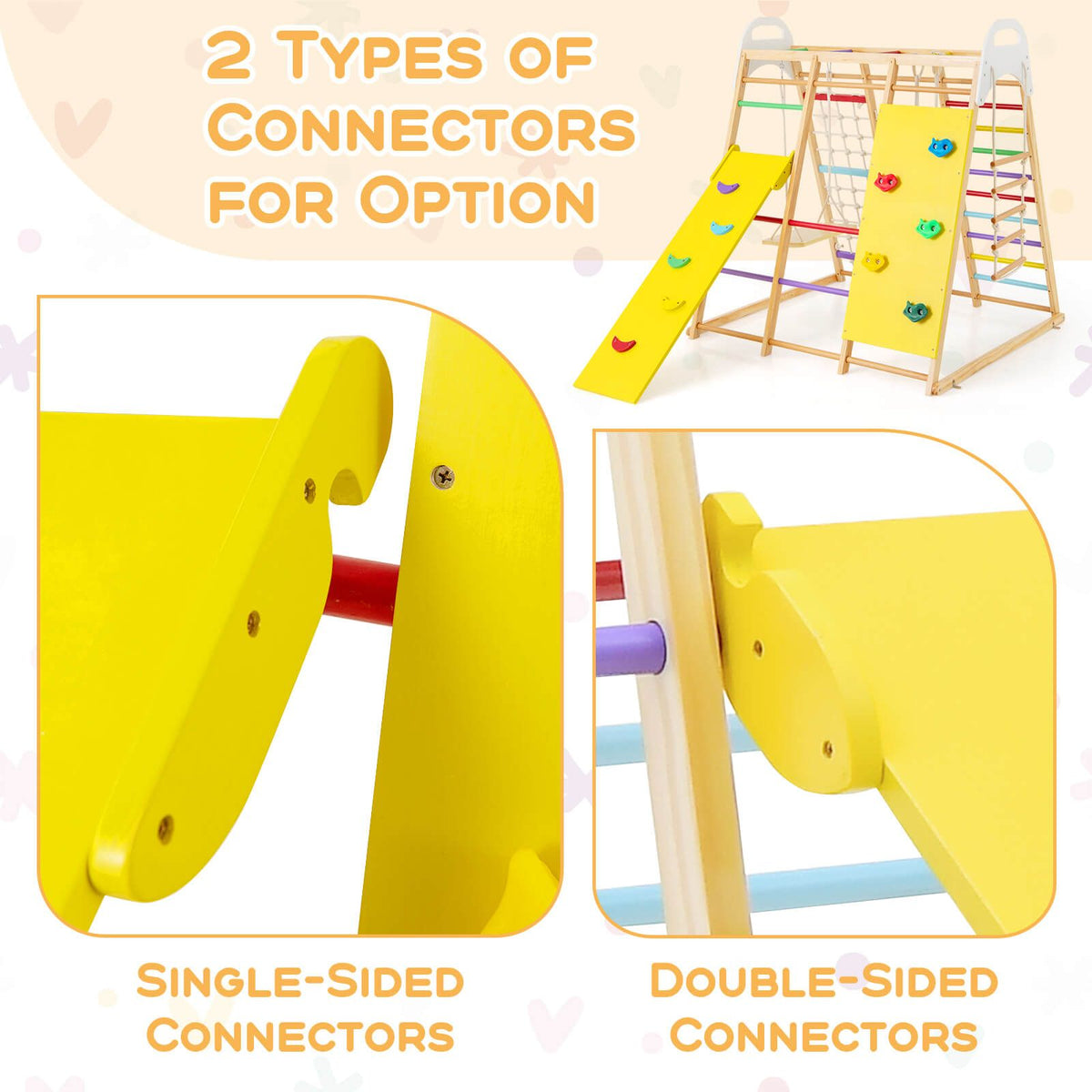 8-in-1 Wooden Jungle Gym Playset with Monkey Bars & Climbing Ladder