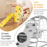 8-in-1 Wooden Jungle Gym Playset with Monkey Bars & Climbing Ladder
