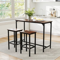 3-Piece Dining Table Set 120cm Counter-Height Kitchen Table & 2 Bar Stools