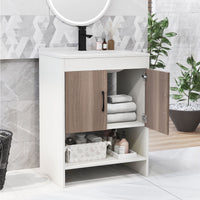 63.5cm Bathroom Vanity Sink Combo w/Doors Shelf Backsplash
