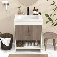 63.5cm Bathroom Vanity Sink Combo w/Doors Shelf Backsplash