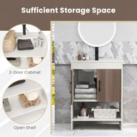 63.5cm Bathroom Vanity Sink Combo w/Doors Shelf Backsplash