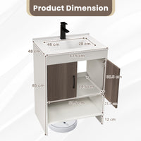 63.5cm Bathroom Vanity Sink Combo w/Doors Shelf Backsplash