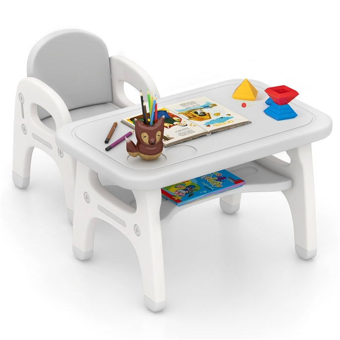 Kids Table and Chair Set, Kids Activity Table w/Cute Dinosaur Shape Chair
