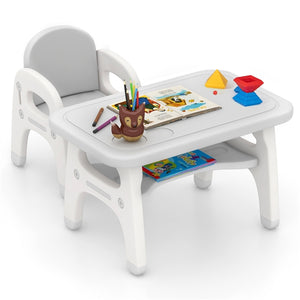 Kids Table and Chair Set, Kids Activity Table w/Cute Dinosaur Shape Chair