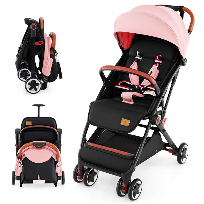 Lightweight Baby Stroller w/ Mesh Net, Compact Toddler Travel Stroller for Airplane