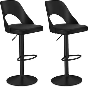 Bar Stools Set of 2, Ergonomic Counter Height Stools with Enlarged PU Leather Seat