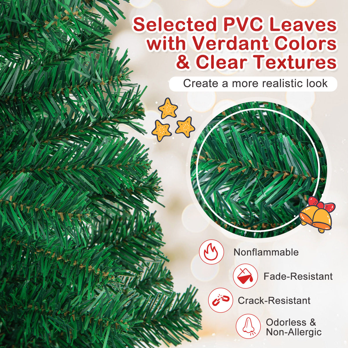 Artificial Christmas Tree Xmas Pine Tree with Solid Metal Legs