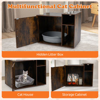 Cat Litter Box Enclosure Cat Climbing Tower with Sisal Scratching Post and Mat Dangling Ball