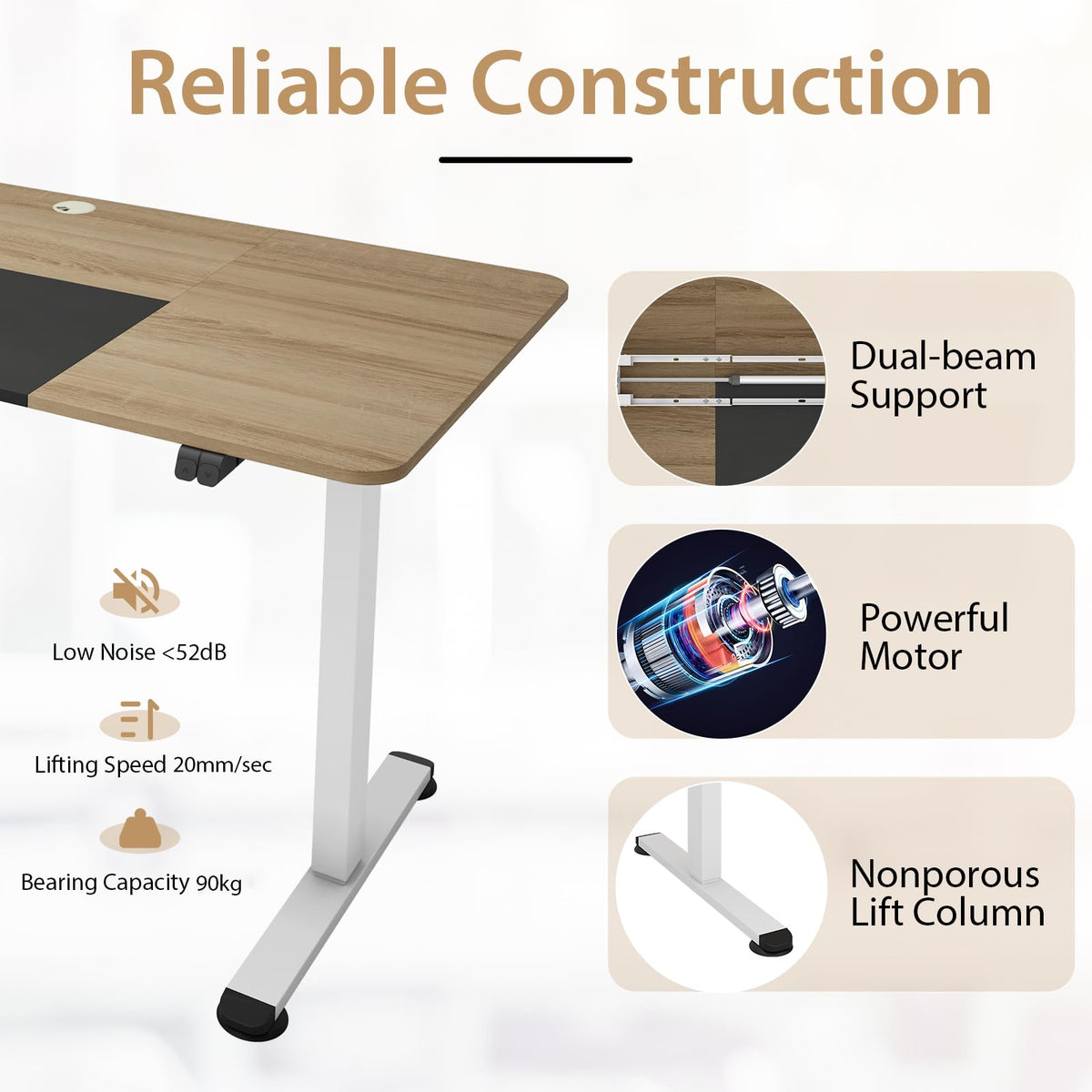 Giantex 140 x 70cm Large Electric Standing Desk, Height Adjustable Sit to Stand Desk