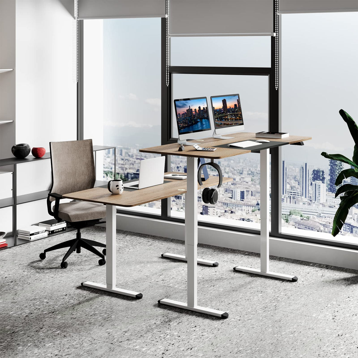 Giantex 140 x 70cm Large Electric Standing Desk, Height Adjustable Sit to Stand Desk