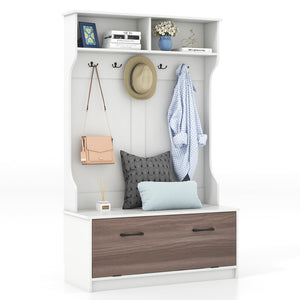 Giantex 160cm Hall Tree with Coat Rack and Storage Bench