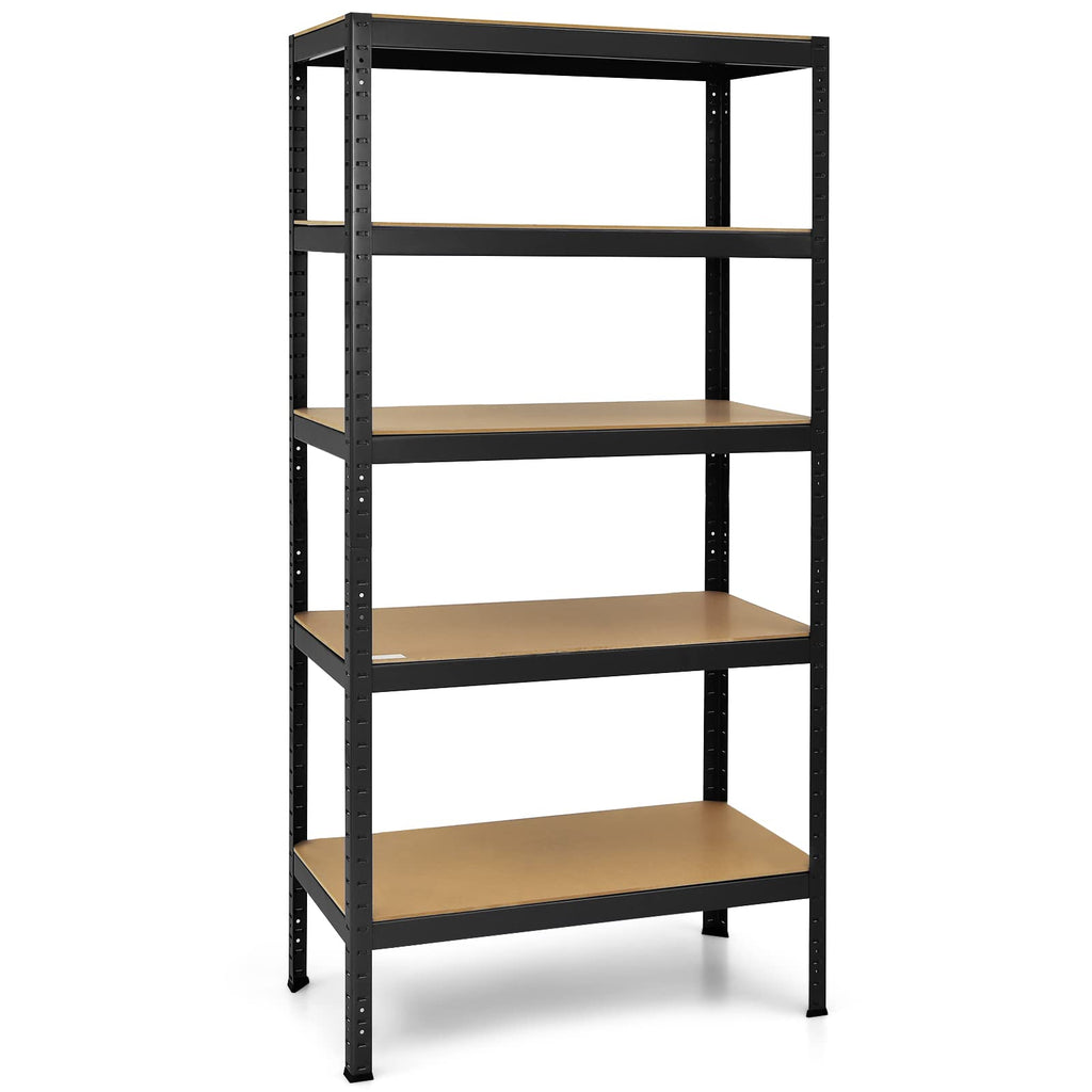 Giantex 5-Tier Storage Shelves – Heavy Duty Garage Shelving Unit, Adjustable Height, Anti-Tipping, 2000 Lbs Total Capacity, Metal Display Rack For Shop, Kitchen, Black