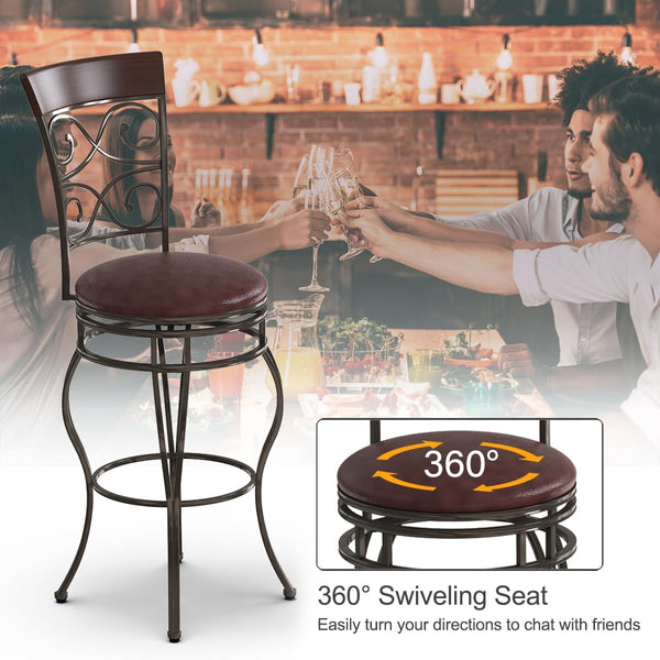 Giantex Set of 2PCS Retro Bar Stool, 360-degree Swivel