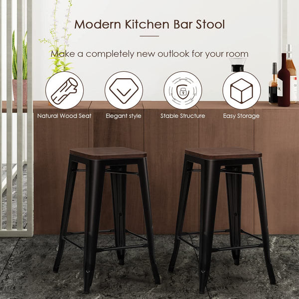 Giantex Set of 4 Metal Bar Stool, 65cm Counter Height Bar Stool