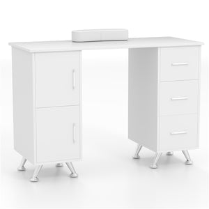 Manicure Table Nail Desk with Drawers, Wrist Rest, Metal Legs, Nail Tech Station