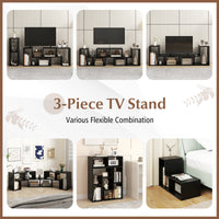 Giantex 3 Pieces Adjustable TV Console Stand