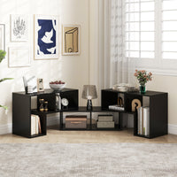 Giantex 3 Pieces Adjustable TV Console Stand