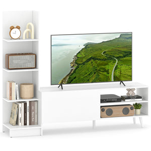 TV Stand for TVs up to 50 Inches, Entertainment Center with Bookshelf & Adjustable Shelf