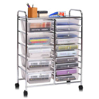 15-Drawer Rolling Storage Drawer Cart, Tools Scrapbook File Paper Craft Organizer Cart w/ Wheels
