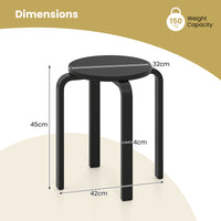 Set of 4 Round Stacking Stools, Solid Wood Dining Room Stool