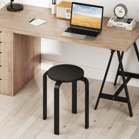 Set of 4 Round Stacking Stools, Solid Wood Dining Room Stool