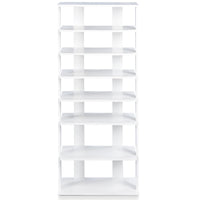 Giantex 7-Tier Wooden Shoe Rack, Shoe Storage Tower Multiple Layers, Detachable Board