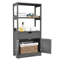 Giantex Floor Storage Cabinet, Freestanding Organizer, Kitchen Pantry Holder w/Anti-Toppling Mechanism, Wooden Entryway Sideboard