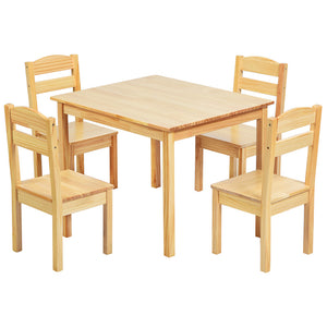 Kids Table and 4 Chairs Set, 5 Pieces Activity Table Set, Durable Wooden Desk Furniture for Toddlers