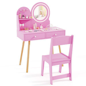 Kids Vanity Set, Princess Dressing Table with Chair