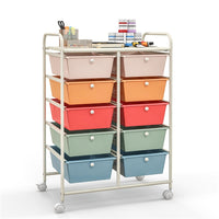 Giantex 10-Drawer Storage Cart w/Universal Wheels, Rolling Cart w/Handles, Mobile Organizer Unit w/Removable Drawers