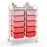Giantex 10-Drawer Storage Cart w/Universal Wheels, Rolling Cart w/Handles, Mobile Organizer Unit w/Removable Drawers