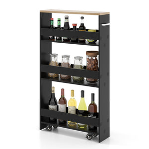 Giantex 4-Tier Slim Storage Cart, Narrow Mobile Serving Cart