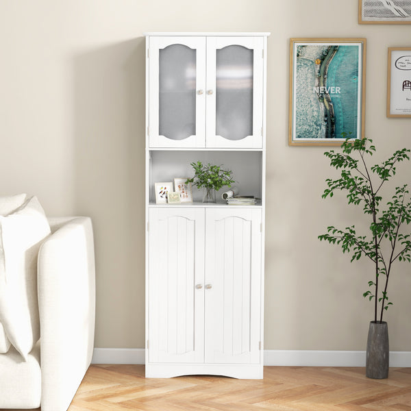 164 cm Tall Bathroom Storage Cabinet, Freestanding Linen Cabinet
