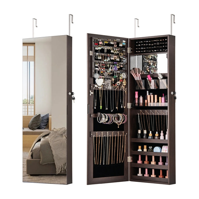 110 cm Jewelry Mirror Cabinet Wall/Door Mounted Jewelry Armoire Organizer